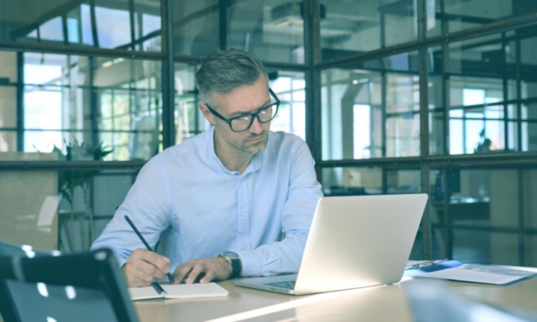 Financial analysis workspace with charts and data